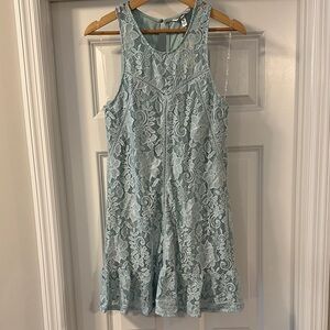 Speechless Lace Mini Dress - Light Blue